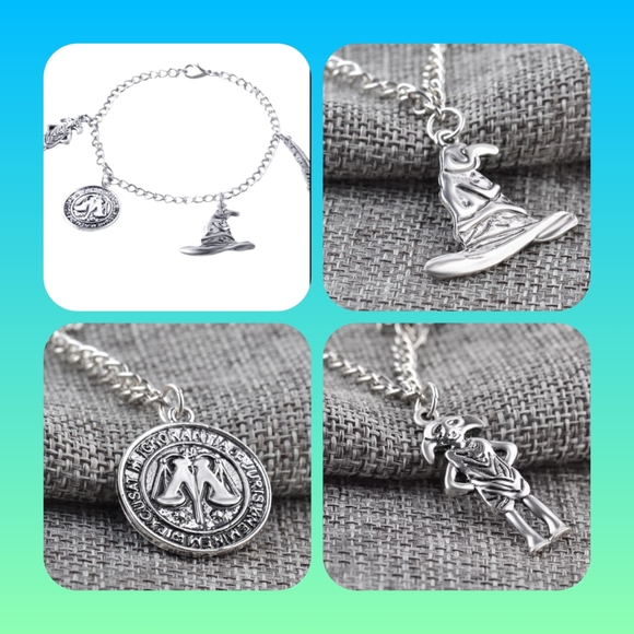 Warner Bros. Other - 5/25 silver Harry Potter / Dobbie / witch hat/ coin charm bracelet, NEW